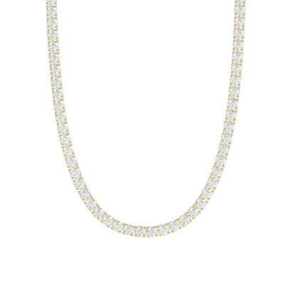 14K YELLOW GOLD 4.00CT 16'' ROUND DIAMOND LADIES TENNIS NECKLACE