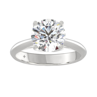 LADIES SOLITAIRE RING 3CT ROUND DIAMOND 14K WHITE GOLD