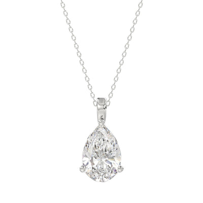 LADIES SOLITAIRE PENDANT 3CT PEAR DIAMOND 14K WHITE GOLD 