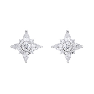 14K WHITE GOLD 1CT ROUND/PEAR DIAMOND LADIES EARRINGS 