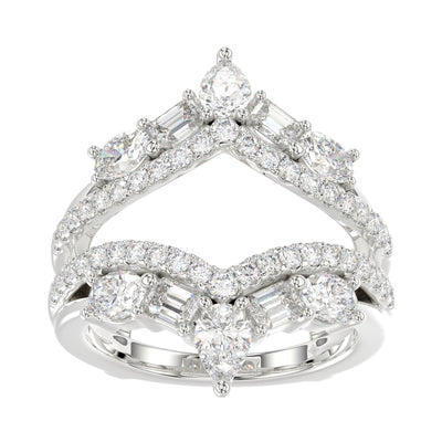 14K WHITE GOLD 1 3/4CT ROUND/EMERALD/PEAR/OVAL DIAMOND LADIES RING