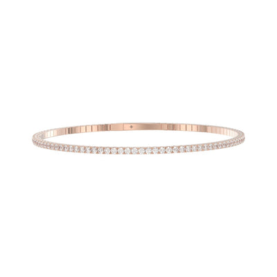LADIES FLEXIBLE BANGLE 5 1/3CT ROUND DIAMOND 14K ROSE GOLD 