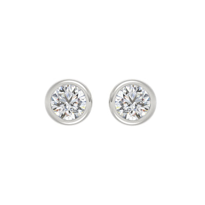 LADIES SOLITAIRE EARRINGS 3CT ROUND DIAMOND 14K WHITE GOLD