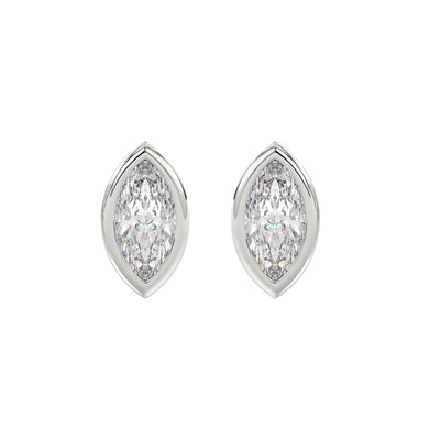 LADIES SOLITAIRE EARRINGS 3CT MARQUISE DIAMOND 14K WHITE GOLD