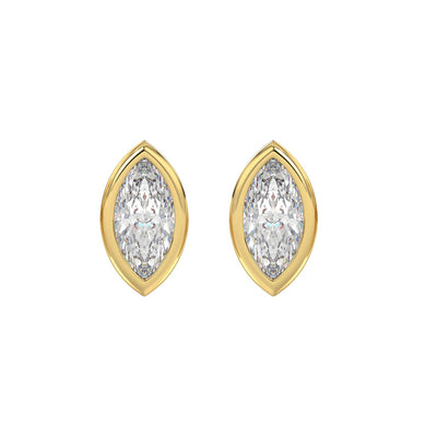 LADIES SOLITAIRE EARRINGS 3CT MARQUISE DIAMOND 14K YELLOW GOLD