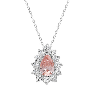 LADIES PENDANT 2 1/2CT ROUND/PEAR DIAMOND 14K WHITE/ROSE GOLD (CENTER STONE PEAR DIAMOND 1CT )