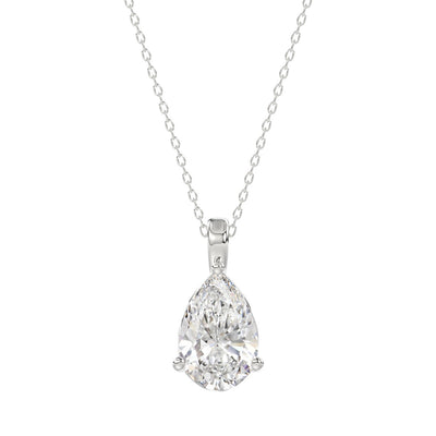 LADIES SOLITAIRE PENDANT 2 1/2CT PEAR DIAMOND 14K WHITE GOLD 