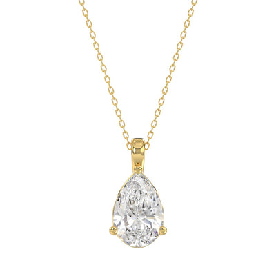 LADIES SOLITAIRE PENDANT 2 1/2CT PEAR DIAMOND 14K YELLOW GOLD 