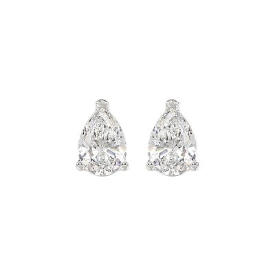 LADIES SOLITAIRE EARRINGS 2 1/2CT PEAR DIAMOND 14K WHITE GOLD 