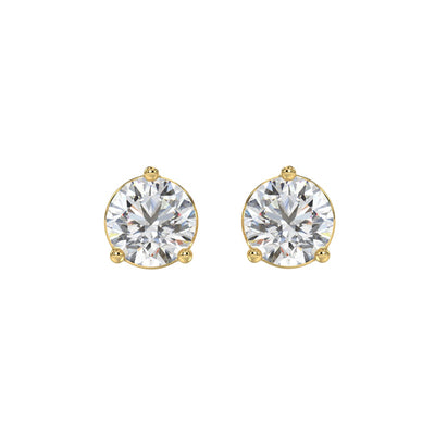 LADIES SOLITAIRE EARRINGS 4CT ROUND DIAMOND 14K YELLOW GOLD (CENTER STONE ROUND DIAMOND 2CT )