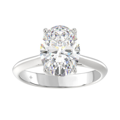 LADIES SOLITAIRE RING 4CT OVAL DIAMOND 14K WHITE GOLD 