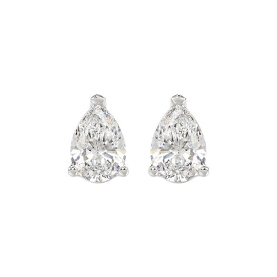 LADIES SOLITAIRE EARRINGS 4.00CT PEAR DIAMOND 14K WHITE GOLD 