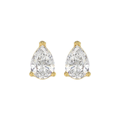LADIES SOLITAIRE EARRINGS 4.00CT PEAR DIAMOND 14K YELLOW GOLD 