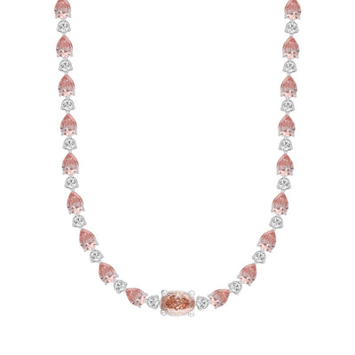 LADIES NECKLACE 15CT ROUND/PEAR/OVAL DIAMOND 14K WHITE/ROSE GOLD 