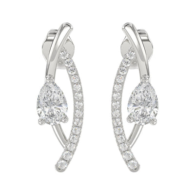 14K WHITE GOLD 1.00CT ROUND/PEAR DIAMOND LADIES EARRINGS
