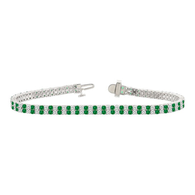 LADIES BRACELET 3CT ROUND/EMERALD DIAMOND 14K WHITE GOLD (CENTER STONE ROUND/EMERALD DIAMOND 2 3/4CT )