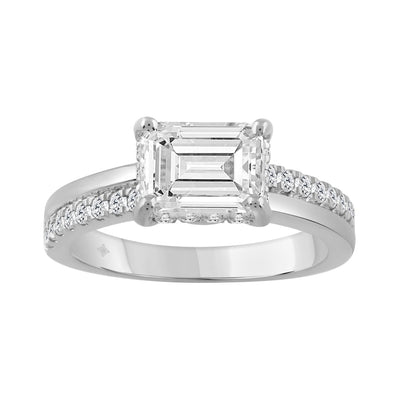 14K WHITE GOLD 2 1/3CT ROUND/EMERALD DIAMOND LADIES RING (CENTER STONE EMERALD DIAMOND 2.00CT)