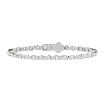 LADIES BRACELET 5.00CT OVAL DIAMOND 14K WHITE GOLD 