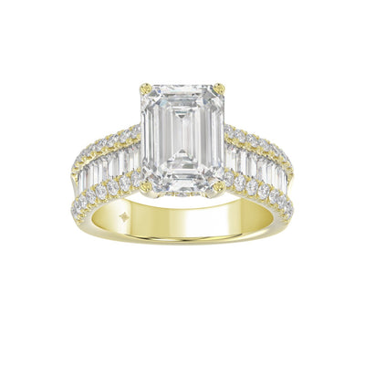 14K WHITE GOLD 1 1/4CT ROUND/BAGUETTE/RADIANT DIAMOND LADIES RING (CENTER STONE RADIANT DIAMOND 4CT)