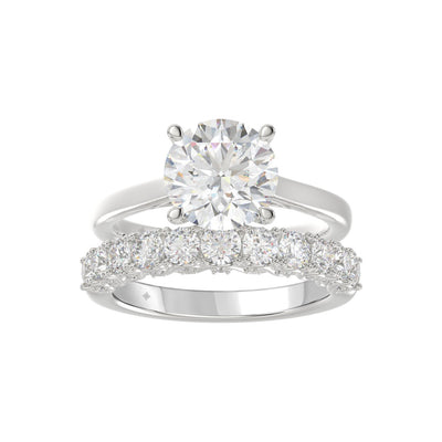 LADIES BRIDAL SET 4.00CT ROUND DIAMOND 14K WHITE GOLD (CENTER STONE ROUND DIAMOND 3.00CT)