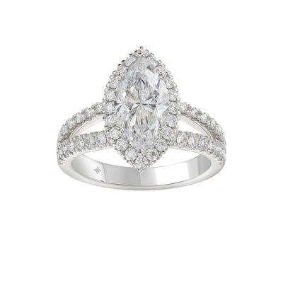 14K WHITE GOLD 3.00CT ROUND/MARQUISE DIAMOND LADIES RING (CENTER STONE MARQUISE DIAMOND 2CT)