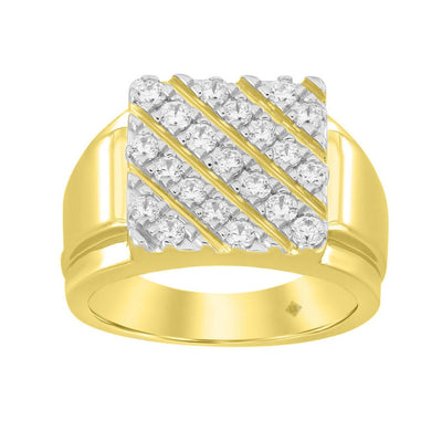 10K YELLOW GOLD 1.00CT ROUND DIAMOND MEN'S RING