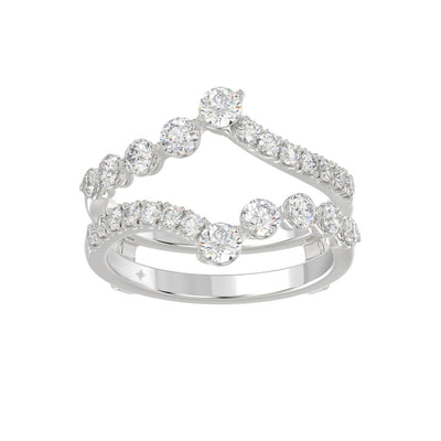 14K WHITE GOLD 1.00CT ROUND DIAMOND LADIES WRAP RING