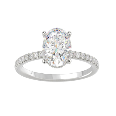 14K WHITE GOLD 2 1/5CT ROUND/OVAL DIAMOND LADIES RING (CENTER STONE OVAL DIAMOND 2CT)