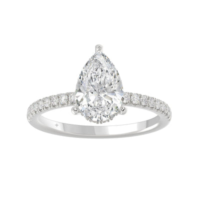 14K WHITE GOLD 2 3/4CT ROUND/PEAR DIAMOND LADIES RING (CENTER STONE PEAR DIAMOND 2CT)