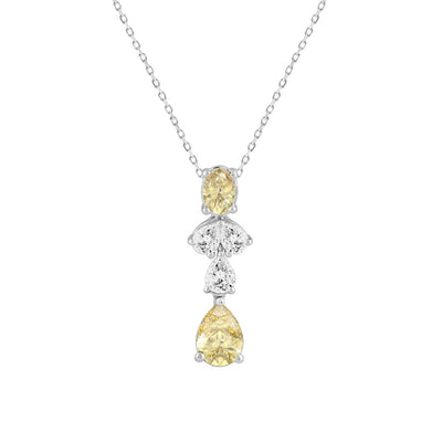 14K WHITE/YELLOW GOLD 2.00CT PEAR/OVAL DIAMOND LADIES PENDANT WITH CHAIN (PEAR PINK 1.00CT/OVAL DIAMOND 1/2CT)