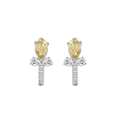 14K WHITE GOLD 1 1/2CT ROUND/PEAR/YELLOW PEAR DIAMOND LADIES EARRING 