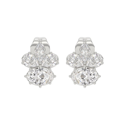 14K WHITE GOLD 1 3/4CT MARQUISE/PEAR/OVAL DIAMOND LADIES EARRINGS