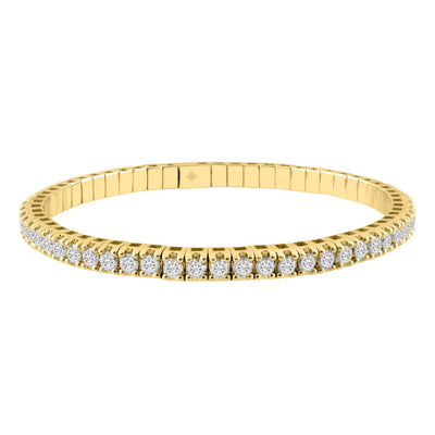 14K YELLOW GOLD 5.00CT ROUND DIAMOND LADIES FLEXIBLE BANGLE