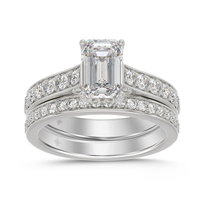 14K WHITE GOLD 2 1/2CT ROUND/EMERALD DIAMOND LADIES BRIDAL SET (CENTER STONE EMERALD DIAMOND 1 5/8CT)