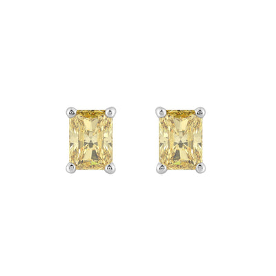 14K WHITE GOLD 1.00CT YELLOW RADIANT DIAMOND LADIES EARRINGS