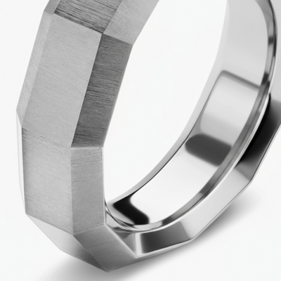 6mm Faceted Grey Titanium Band