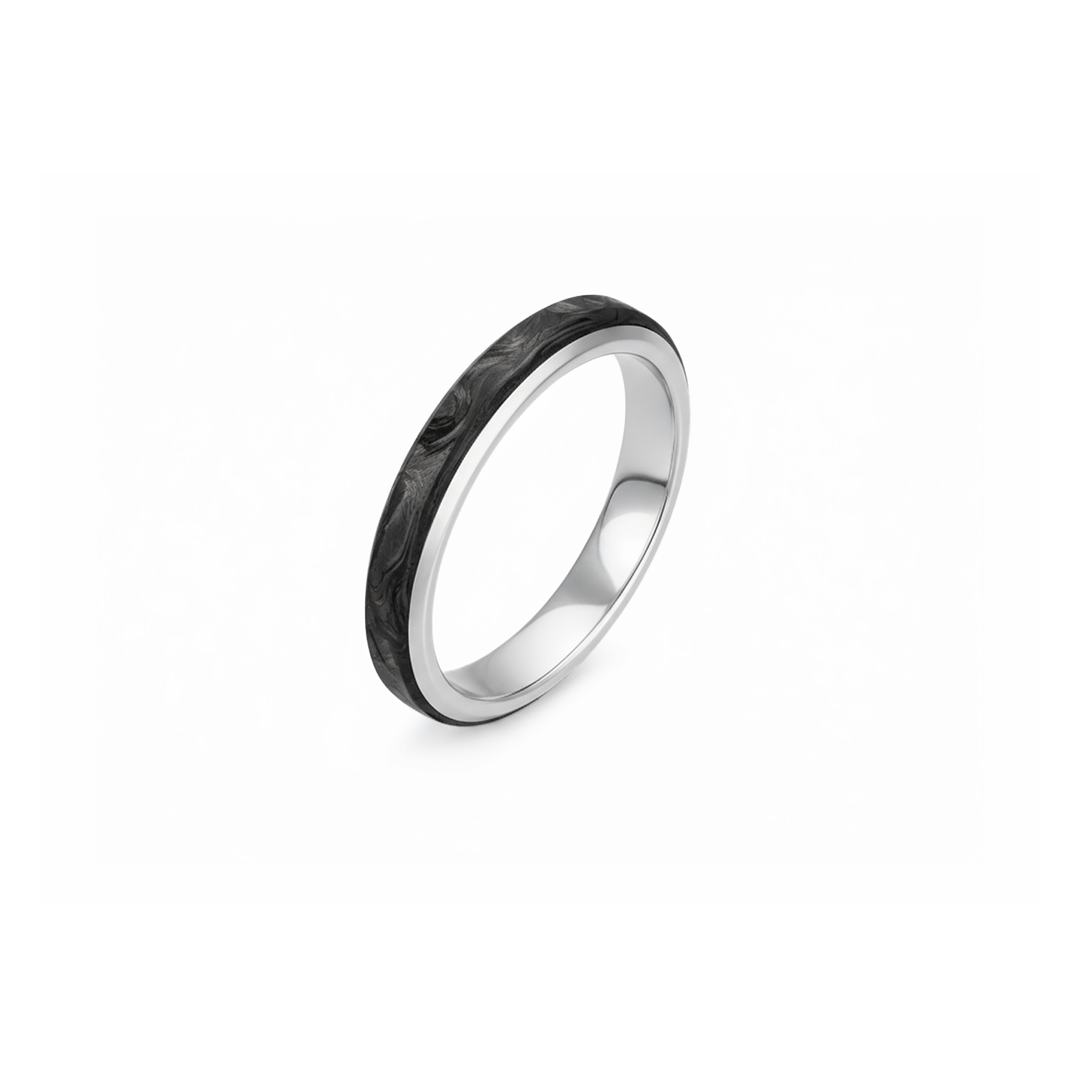 4mm Forged Carbon Duo Band Ring