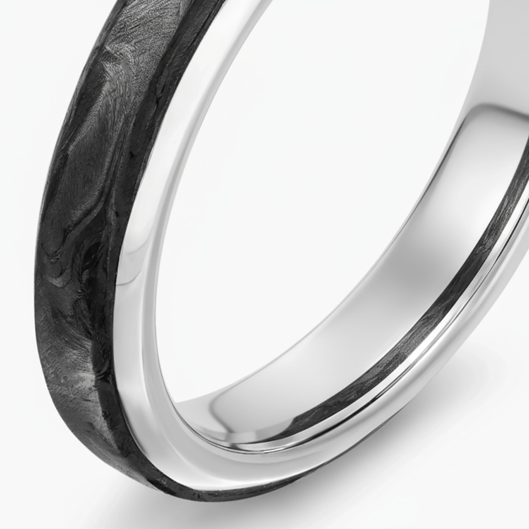 4mm Forged Carbon Duo Band Ring