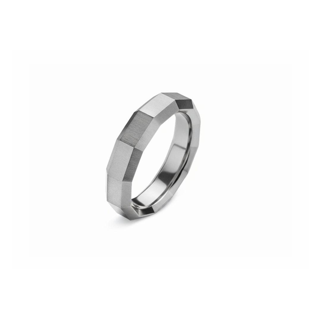 6mm Faceted Grey Titanium Band