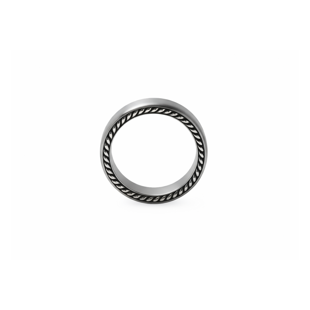 6mm Grey Titanium Ridge Band Ring