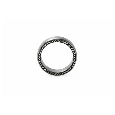 6mm Grey Titanium Ridge Band Ring