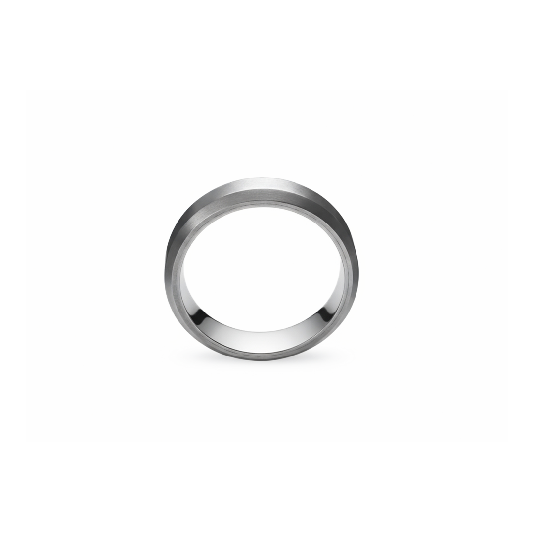 6mm Grey Titanium Beveled Band Ring