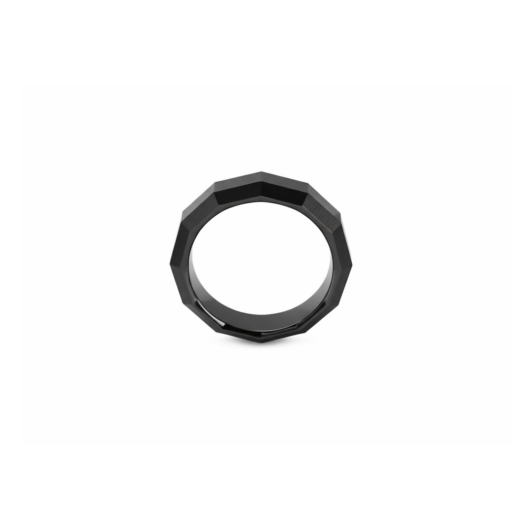 6mm Faceted Black Titanium Band