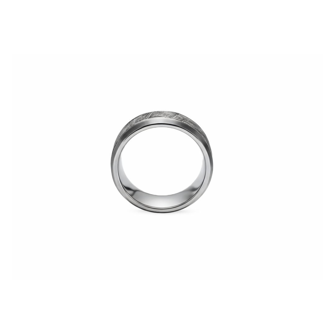 8.5mm Meteorite Beveled Band Ring