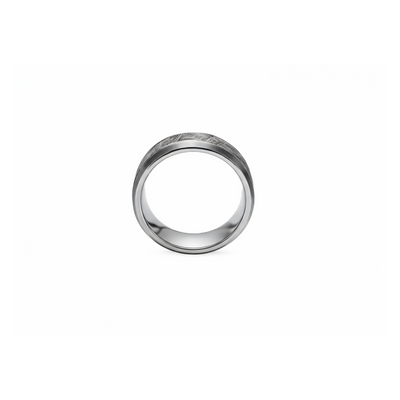 8.5mm Meteorite Beveled Band Ring